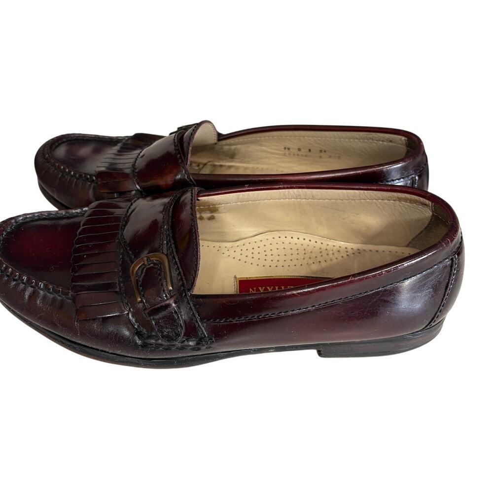Cole Haan Burgundy Leather Loafers Size 8.5 | Buckle Fringe Loafer Preppy - Picture 8 of 8